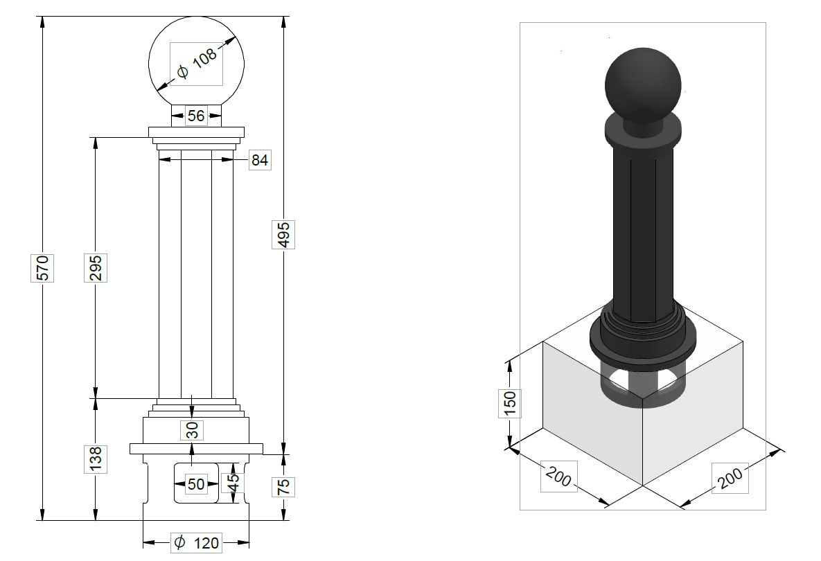 paletto dissuasore in ghisa piccolo dimensioni (1)